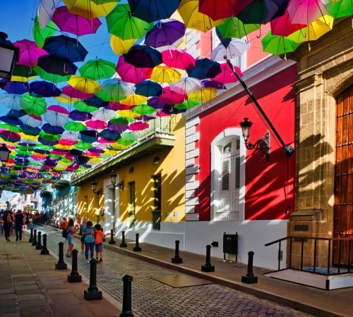 Shoppers stroll through historic Old San Juan. It is the oldest settlement within Puerto Rico and the historic colonial section of the city of San Juan.